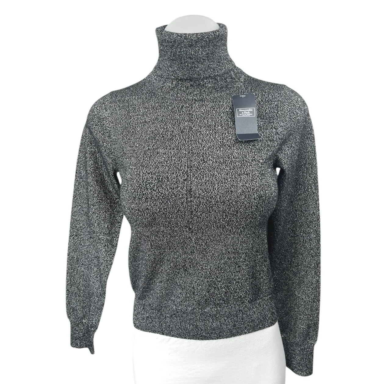 NEW Abercrombie & Fitch Gray Metallic Knit Long Sleeve Turtleneck Sweater Top S