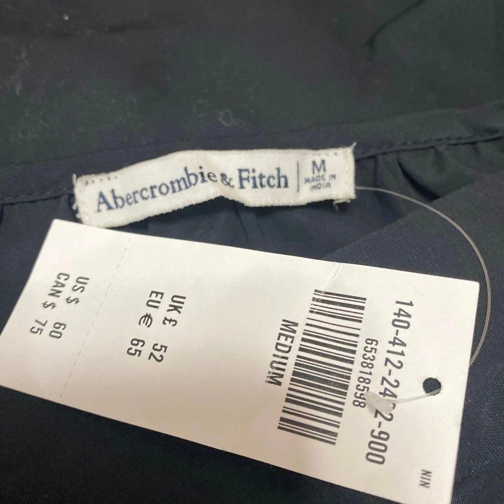 NEW Abercrombie & Fitch Womens Black Button Front Long Sleeve Shirt Blouse Top M - Image 3