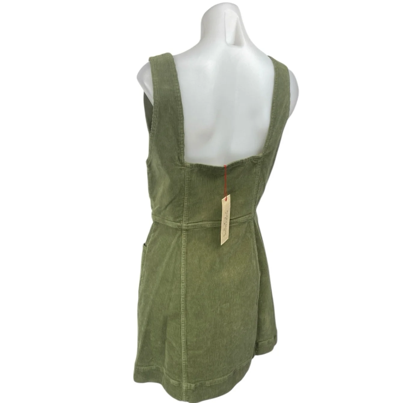 NEW Alice + Olivia Renita Green Corduroy Sleeveless Zip Up Overall Mini Dress 10 - Image 2