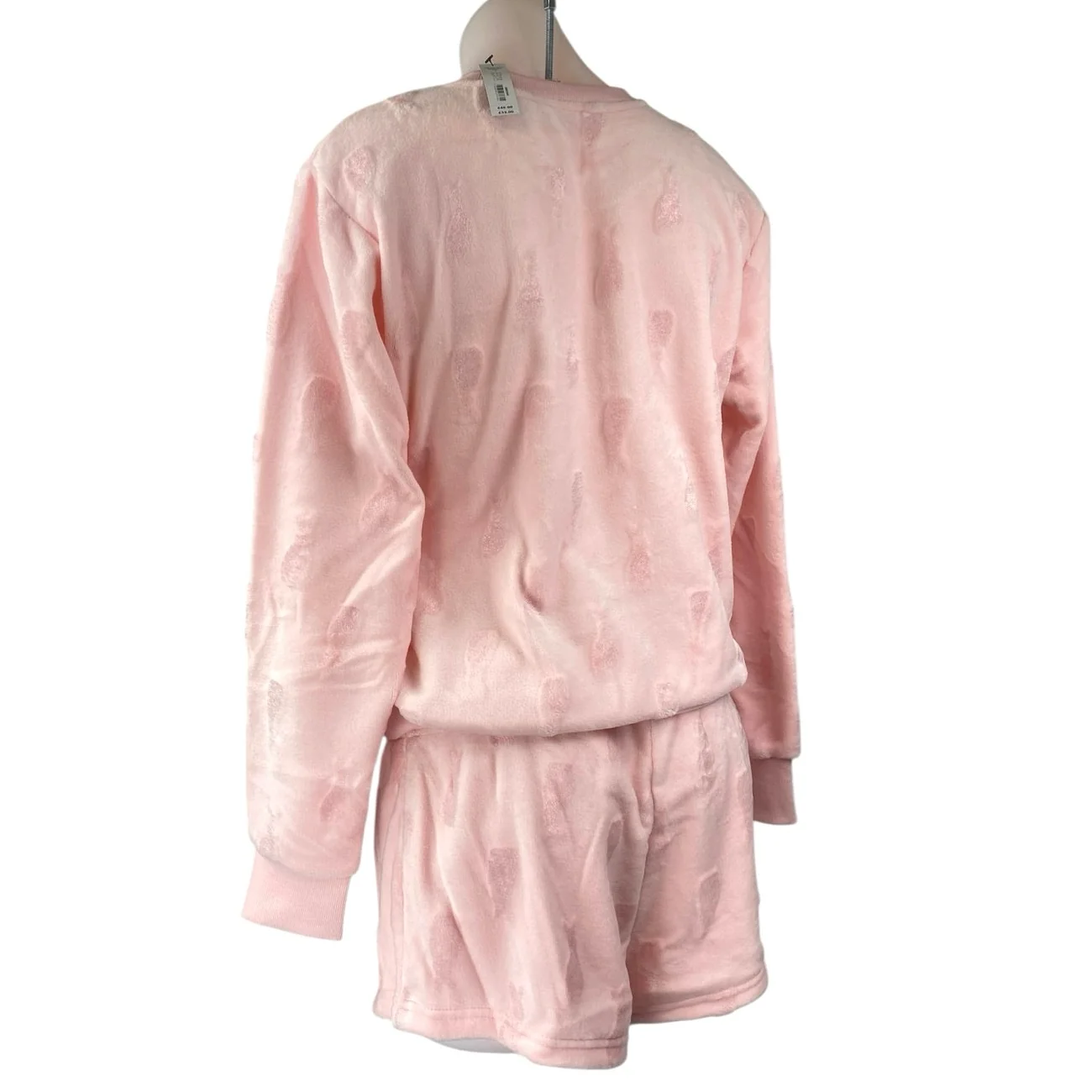 NEW Ann Summers Pink Pom Pom Bunny Velour Velvet Sweatshirt Shorts Lounge Set S - Image 3