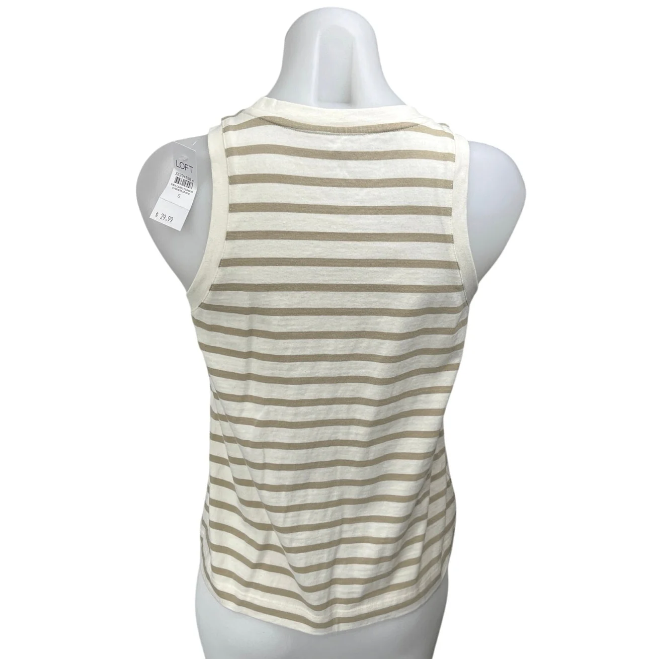 NEW Ann Taylor LOFT Women's Cream Beige Striped Knit Casual Tank Top Size S - Image 2