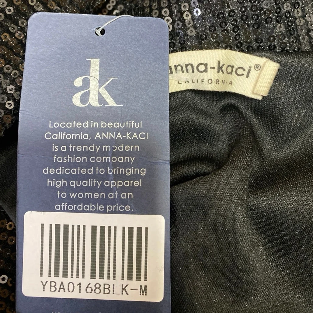 NEW Anna Kaci Black Sequin Sparkly Long Sleeve Button Blazer Coat Jacket Size M - Image 4
