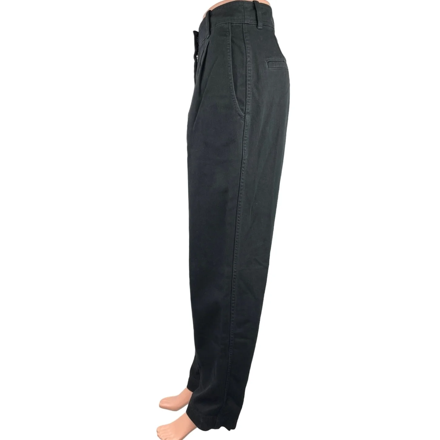 NEW Aritzia Antares Black Pleated Straight Leg High Waist Twill Ankle Pants Sz 2 - Image 2