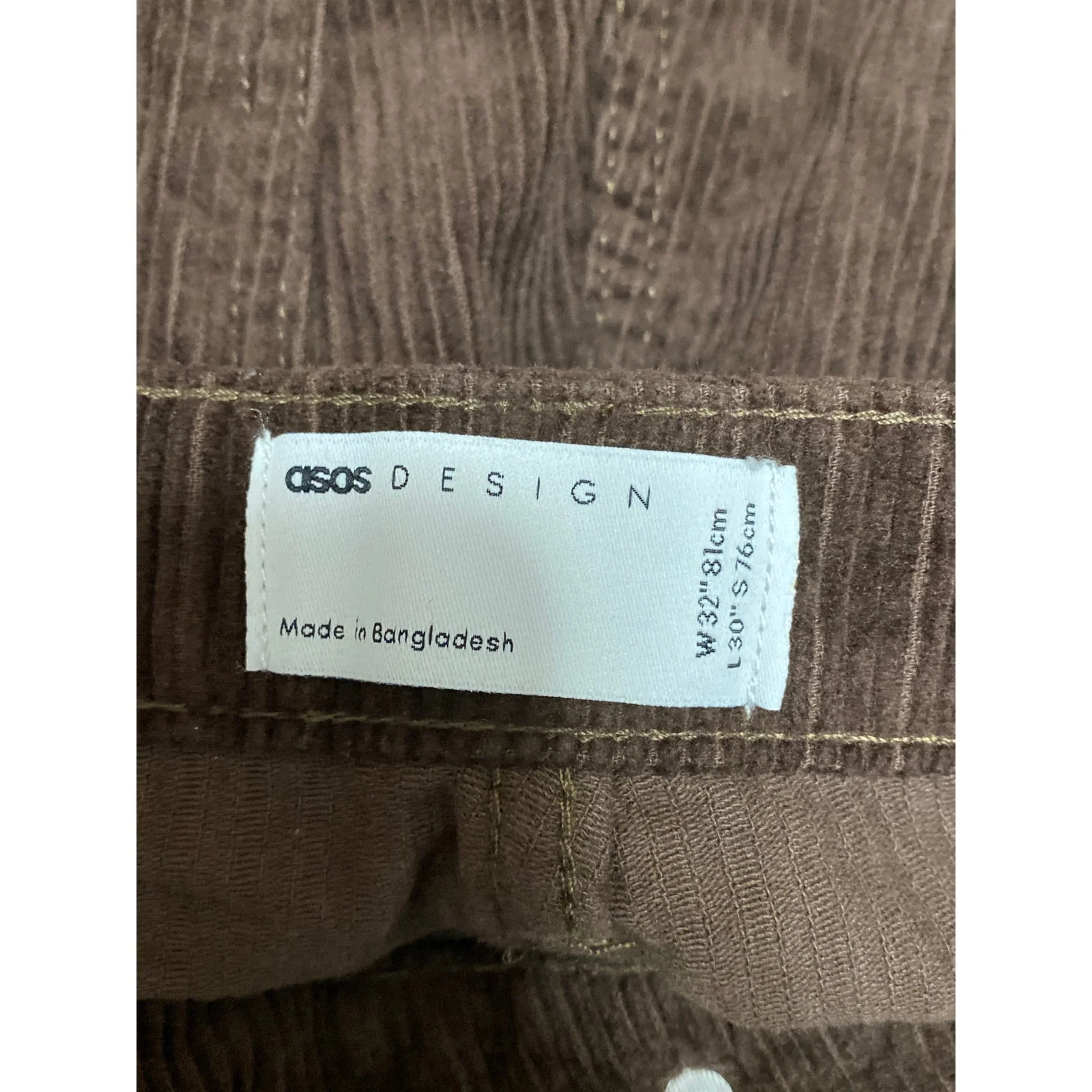 NEW ASOS Women's Brown Corduroy High Rise Wide Leg Baggy Trousers Pants Size 32 - Image 5