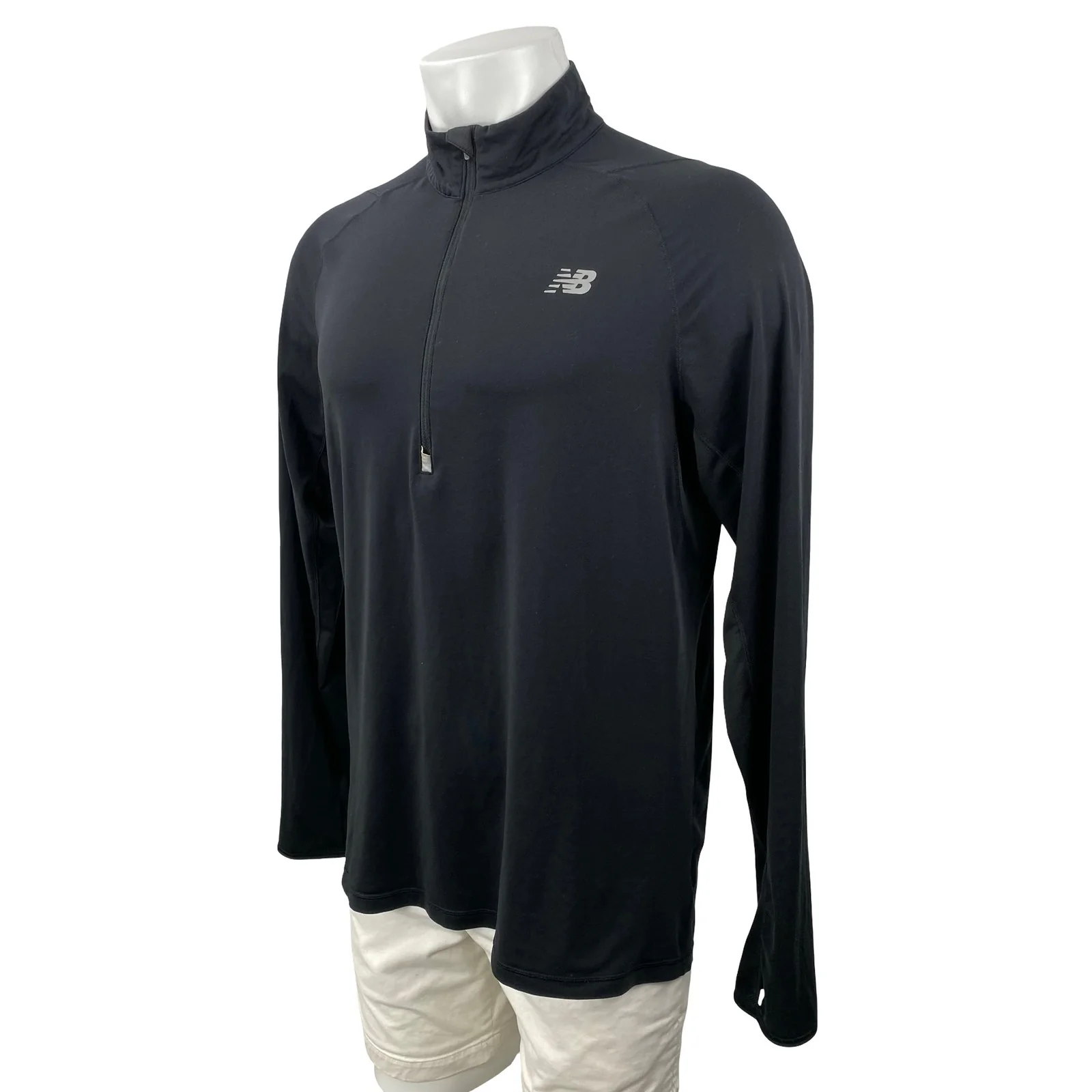New Balance Men's Black High Neck Long Sleeve Sports Athletic Activewear Top L - Image 2