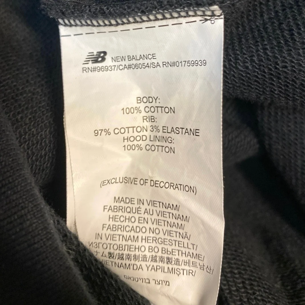 New Balance Men's Black Long Sleeve Hoodie Hooded Pullover Sweatshirt Top Size M - Image 5