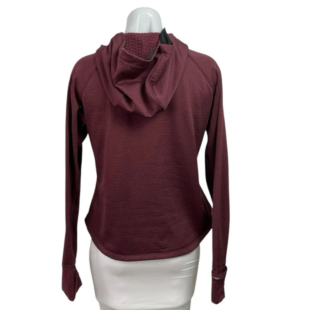 New Balance Women's Maroon Red Heat Green Hoodie Hooded Running Sweatshirt M - Image 3