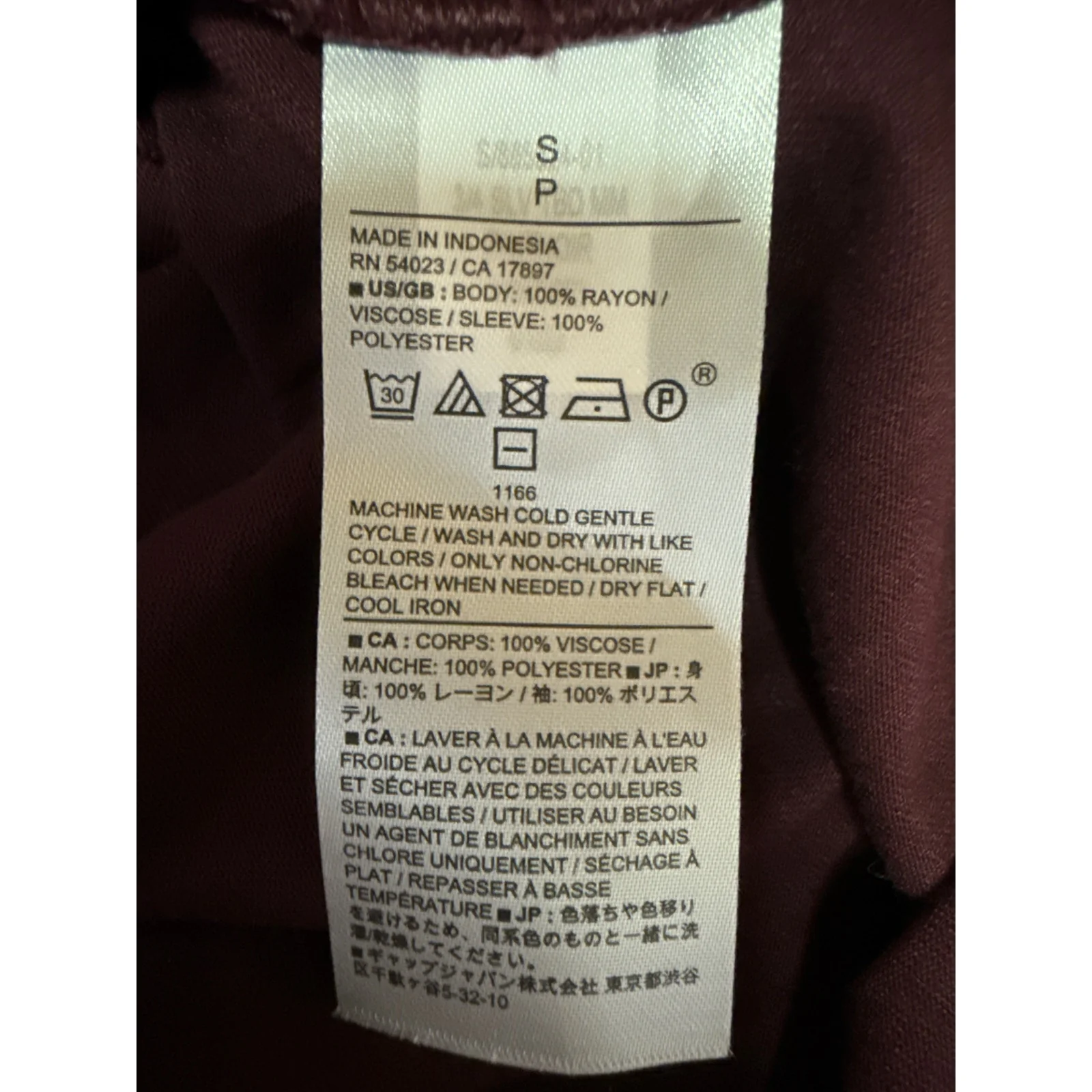 NEW Banana Republic Women's Maroon Cutout Tie Back Long Sleeve Blouse Top Size S - Image 4