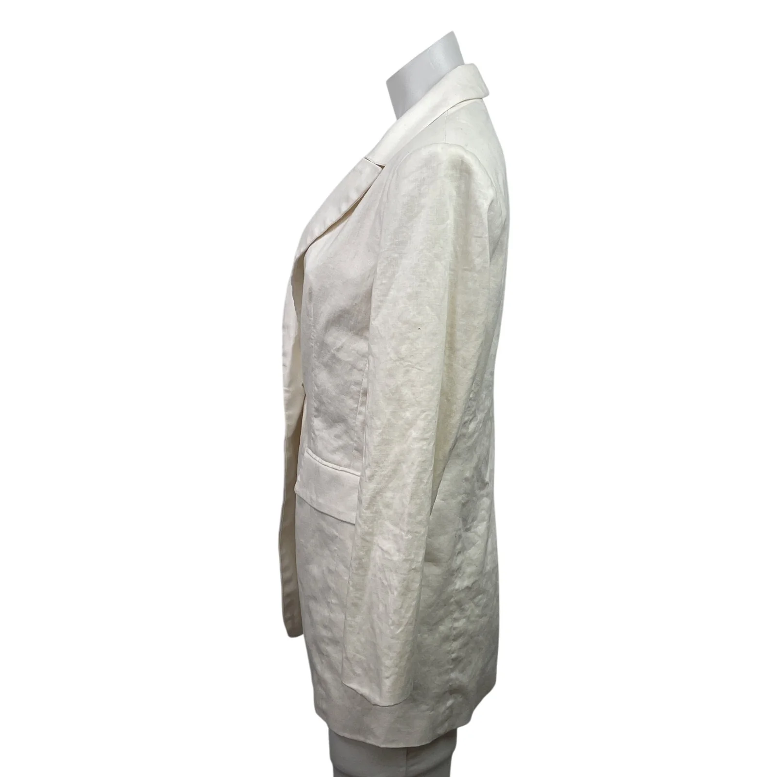 NEW Banana Republic Women's White Linen Notch Lapel Blazer Coat Jacket Size 6P - Image 2
