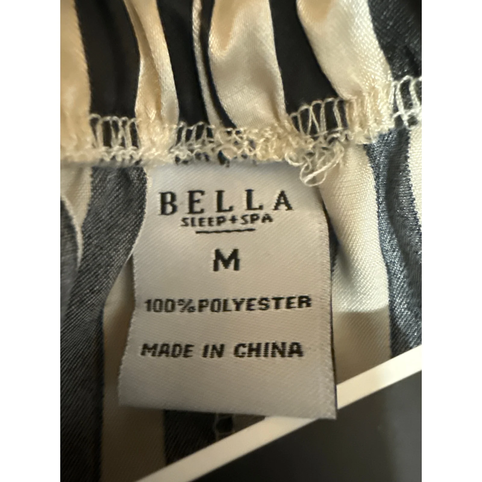 NEW Bella Black White Silk Satin Stripe Sleeveless Tank Shorts Pajama 2 Pc Set M - Image 5