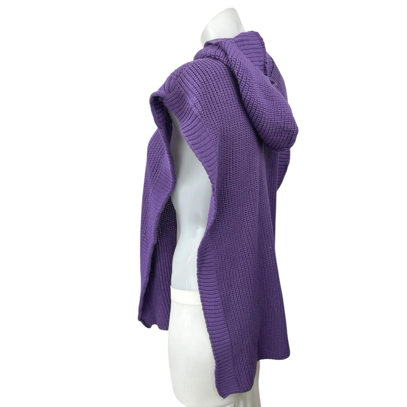 NEW Boohoo Purple Knitted Bib Hooded Hoodie Poncho Sweater Top Size M/L - Image 2