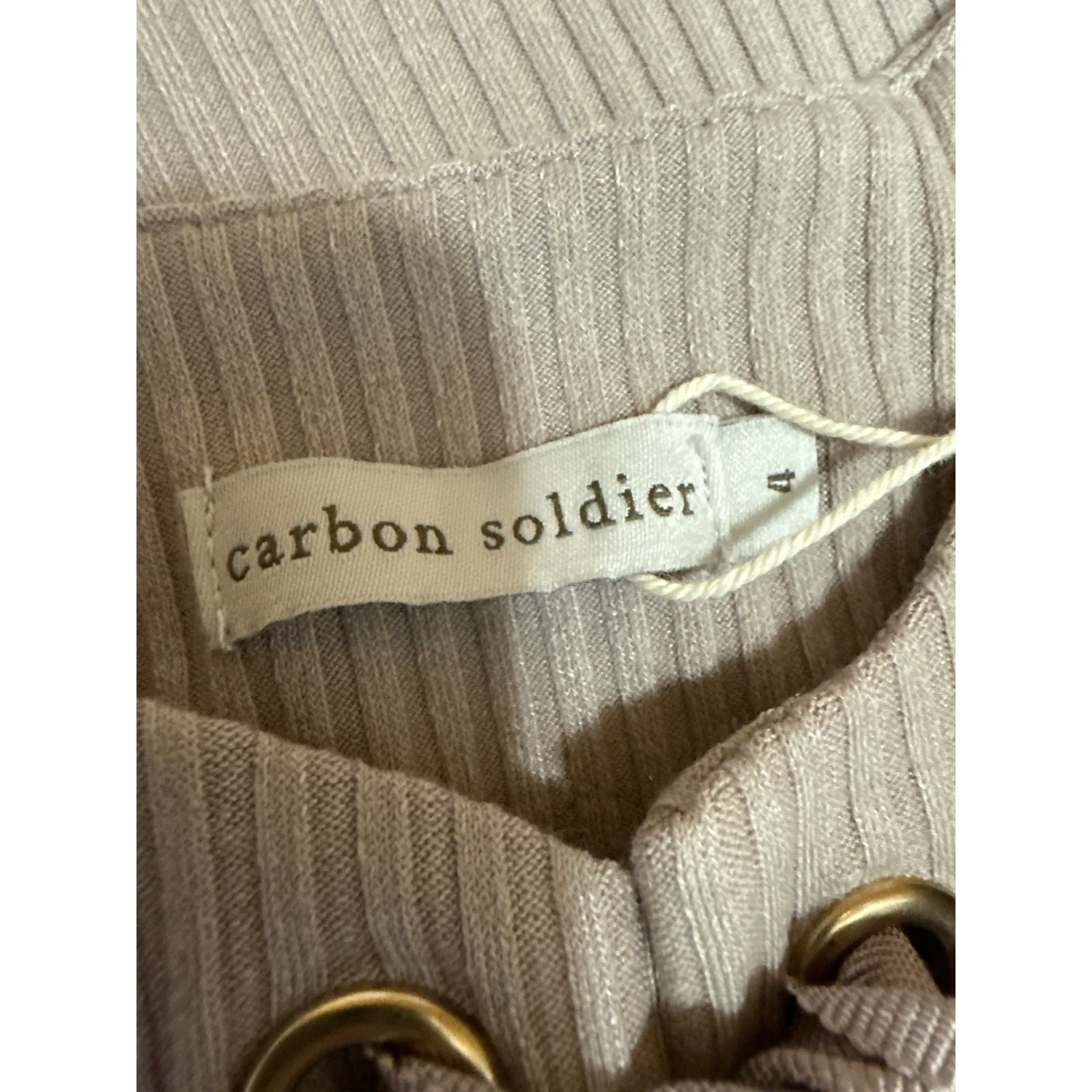 NEW Carbon Soldier Kids Girls Brown Tan Rib Knit Long Sleeve Tee T-shirt Top 4 - Image 4