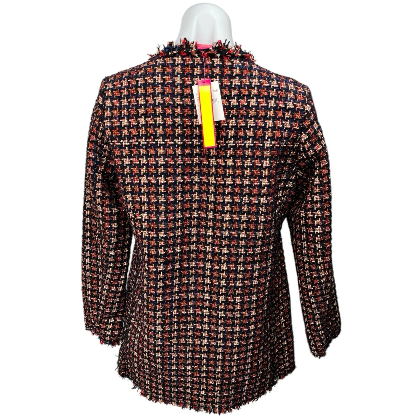 NEW Catherine Malandrino Multicolor Metallic Tread Tweed Fringe Blazer Jacket XS - Image 2