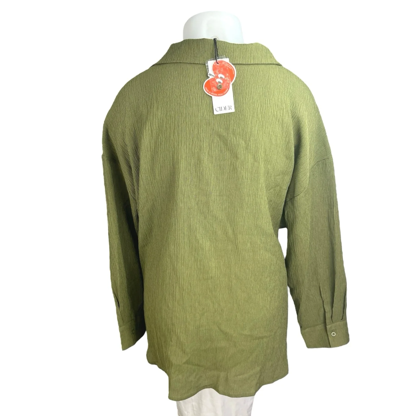 NEW Cider Women's Green Textured Long Sleeve Collar Button Down Shirt Top Sz 2XL - Image 2