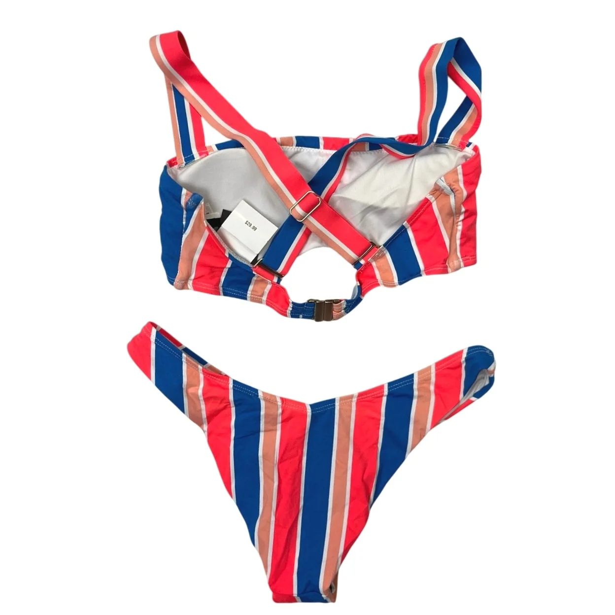 NEW Cotton On BODY Multicolor Striped 2-Piece Swimwear Bikini Swim Suit Set S - Image 2