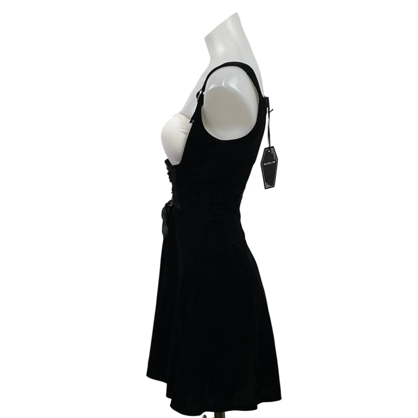 NEW Dolls Kill The Grave Girl Moonlit Maven Black Velvet A-Line Tank Dress XXS - Image 2