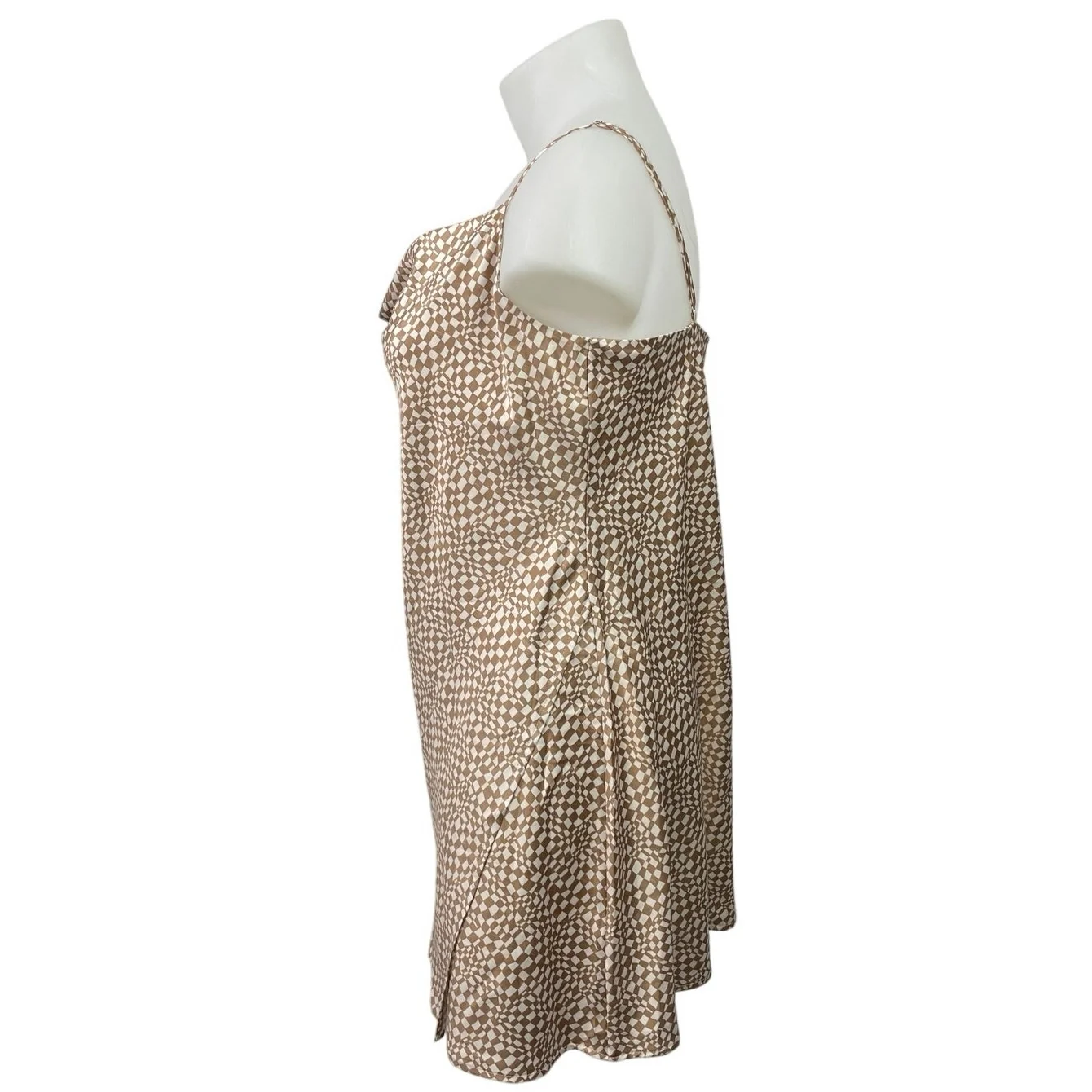 NEW Dynamite Brown Silk Satin Sleeveless Cowl Neck Mini Tank Robe Slip Dress XL - Image 2