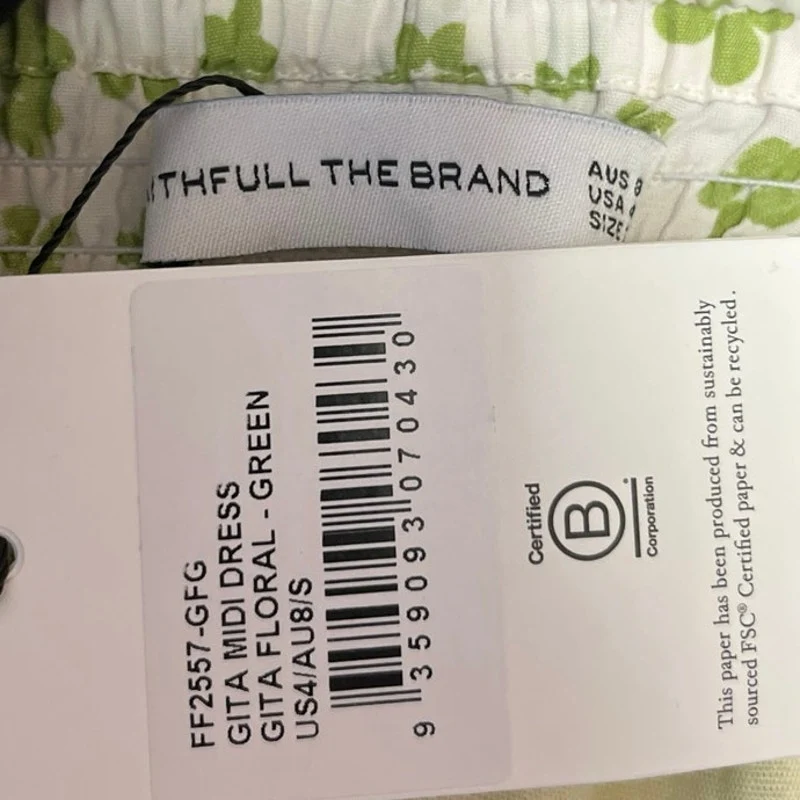 NEW Faithfull The Brand Gita Green Floral Sleeveless Smocked Maxi Midi Dress 4 - Image 4