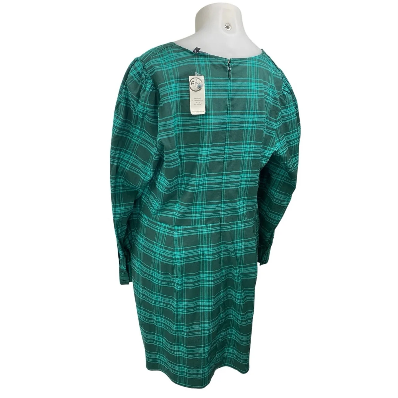NEW Fashion to Figure Womens Green Plaid Long Sleeve Mini Wrap A-Line Dress 2 - Image 2