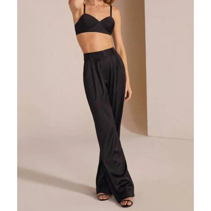 NEW Favorite Daughter Ex Boyfriend Black Padded Satin Bralette Bra Top Size S - Image 3