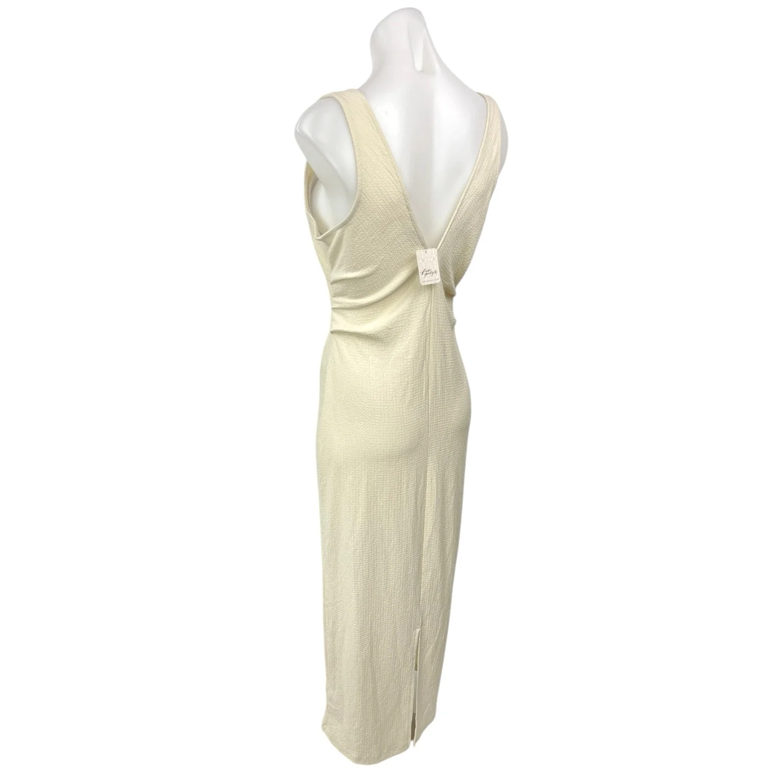 NEW Free People FB Beach Cream Summer Khaki Layla Deep V Maxi Dress Size XS - Image 2