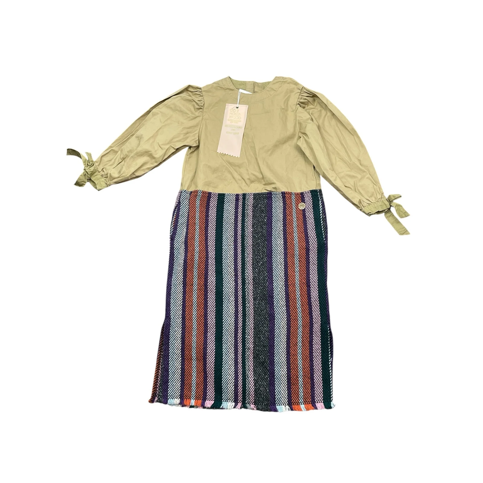 NEW Go to Hollywood Girl's Multicolor Striped Button Midi Shirt Dress 130 US 8 - Image 3