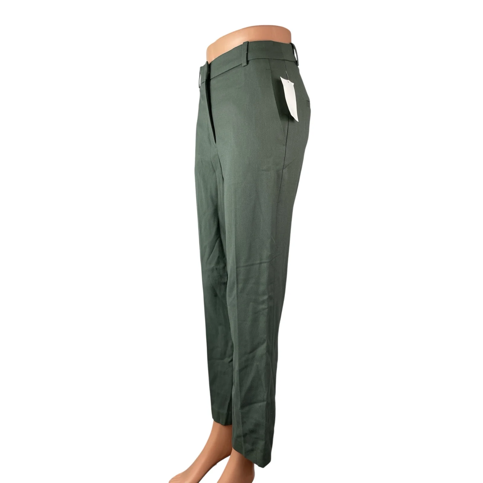 NEW H&M Men's Green Slim Slacks High Rise Straight Chino Trousers Dress Pants 2 - Image 3