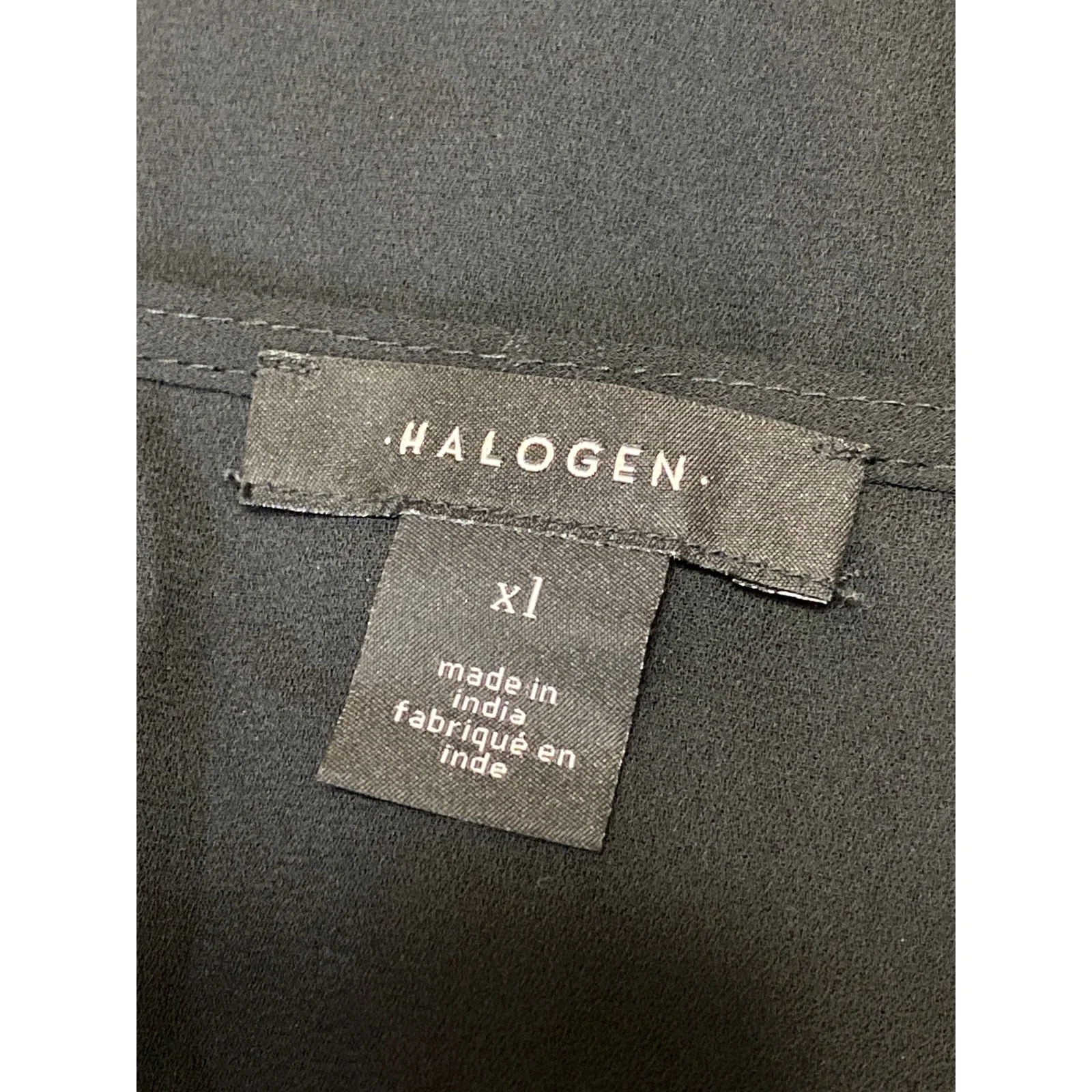NEW Halogen Women's Black Faux Wrap V-neck Pleated Long Sleeve Blouse Top Sz XL - Image 4