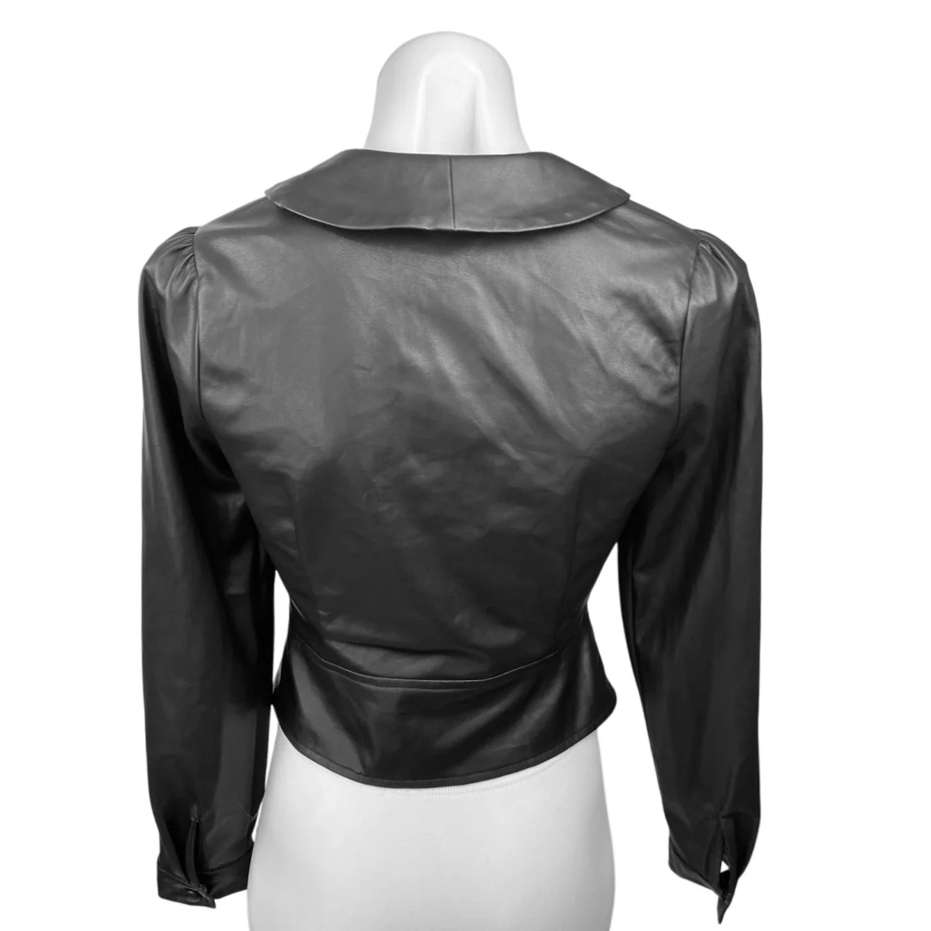 NEW Heartloom Palma Black Faux Vegan Leather Blazer Coat Moto Jacket Top Size XS - Image 2