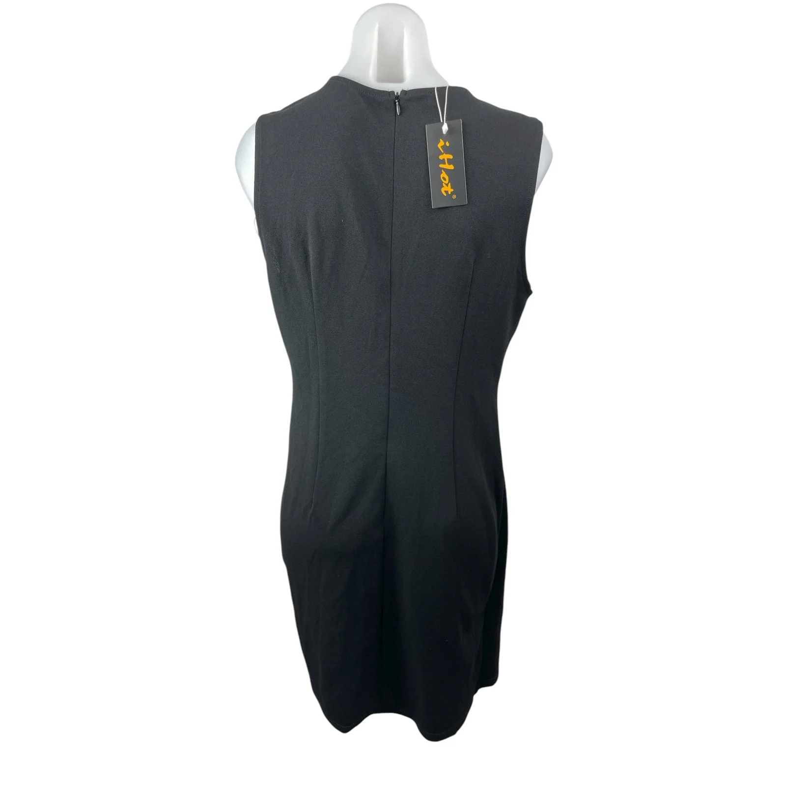 NEW iHot Women's Black Sleeveless Deep V Neck Tank Mini Sheath Dress Size L - Image 4
