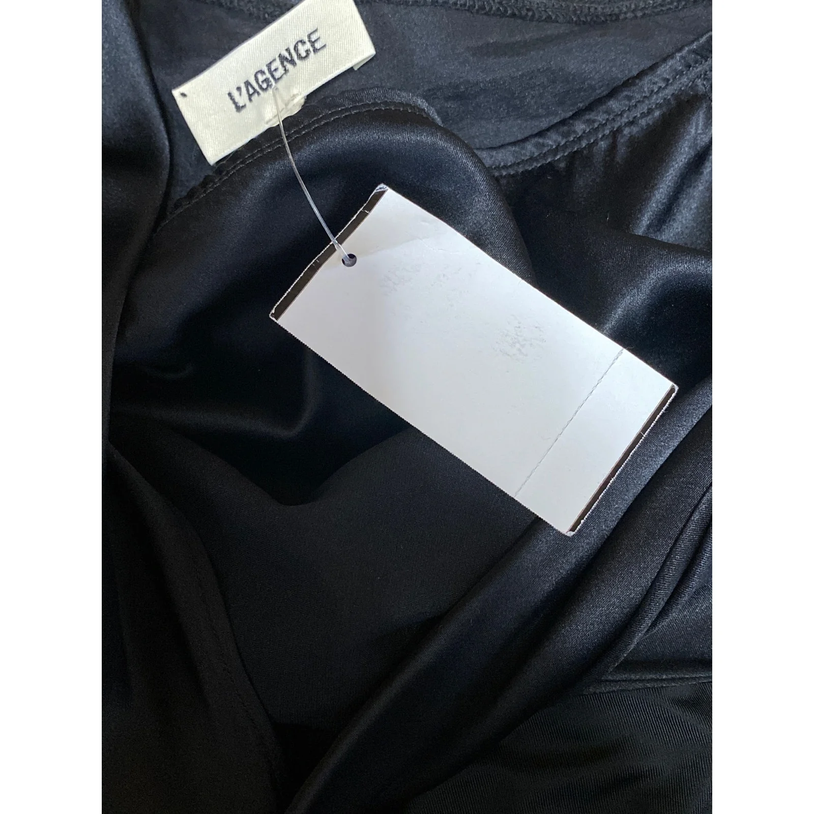 NEW L'Agence Women's Black Silk Satin Draped Long Sleeve Blouse Top Size L - Image 6