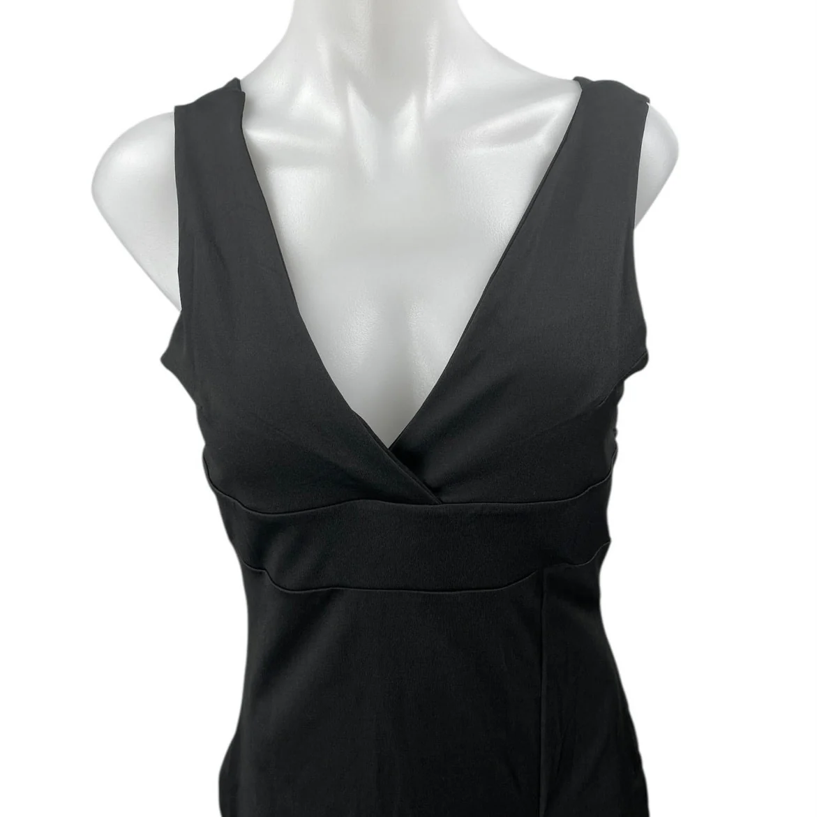 NEW LeBrin Atlier Black Sleeveless Slit Cami Midi Tank Bodycon Sheath Dress Sz 4 - Image 4