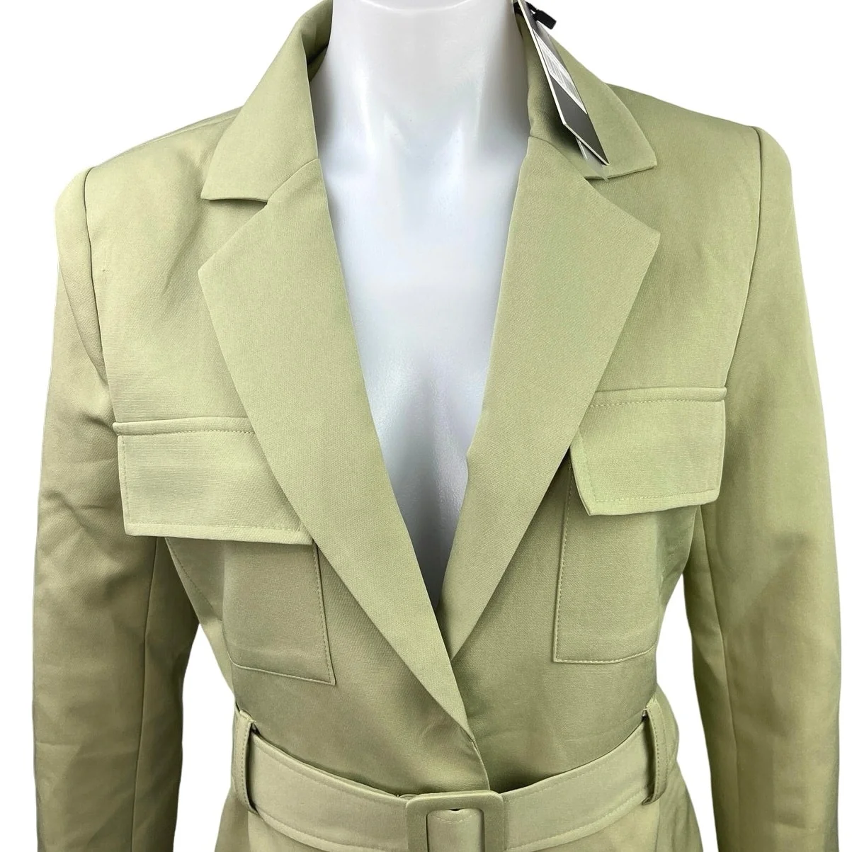 NEW Lioness Steinway Green Belted Tailored Collar Jacket Mini Blazer Dress Sz XS - Image 3