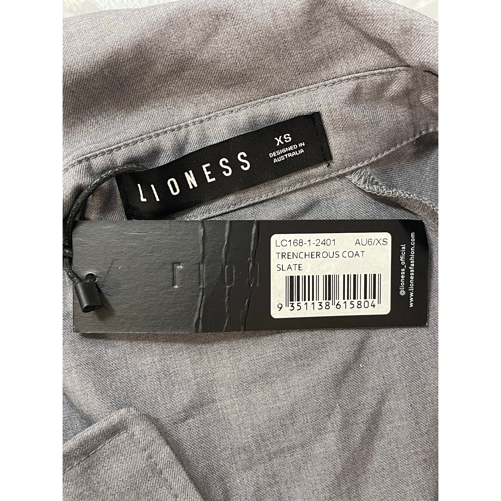 NEW Lioness Trencherous Women Slate Gray Double Breasted Tie Trench Coat Size XS - Image 6