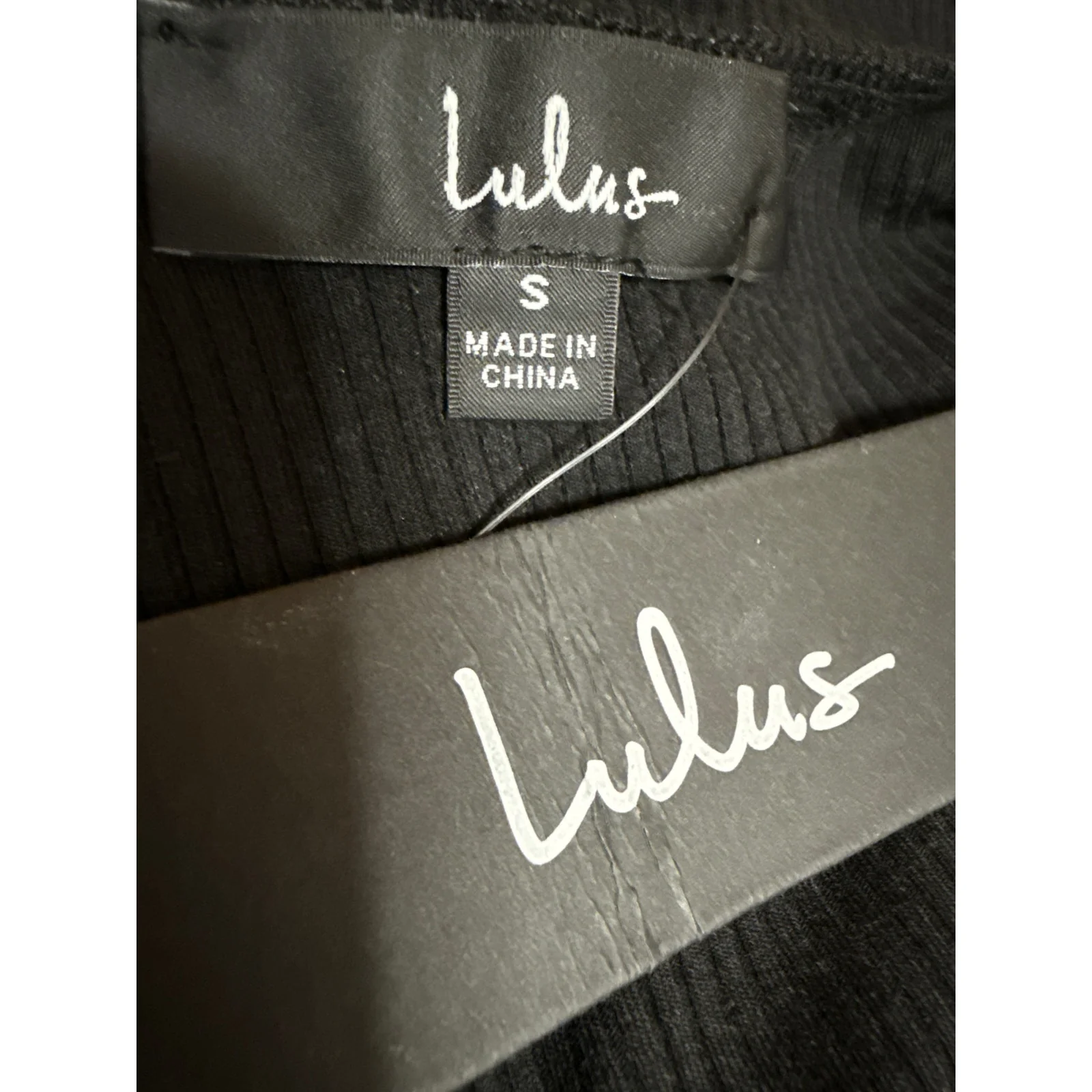 NEW Lulus Black Short Cap Sleeve Tie Ribbed Knit Sculpt Bodysuit Top Size S - Image 3