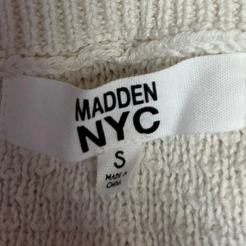 NEW Madden NYC White Knit Crochet Ruched Crop Top Mini Shorts 2-Piece Set Sz S/M - Image 7