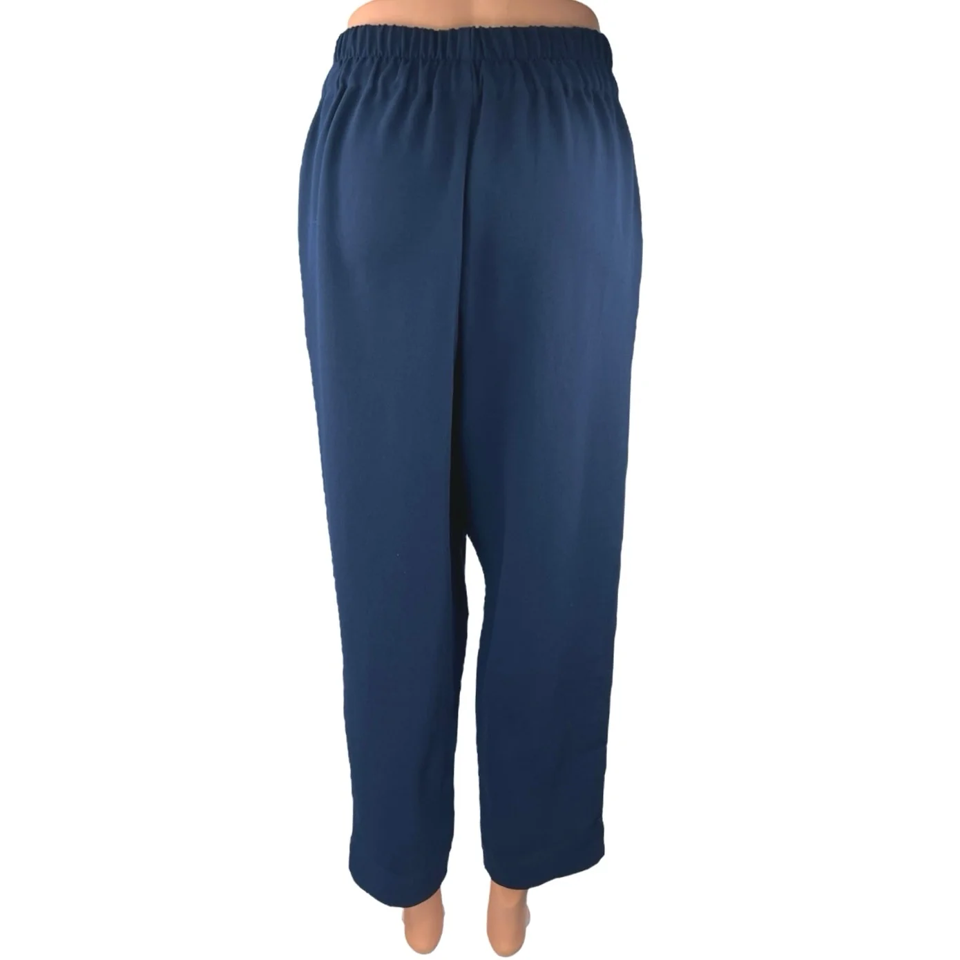 NEW Madewell Women's Blue Elastic Waist Straight Wide Leg Trousers Pants Size XS - Image 3
