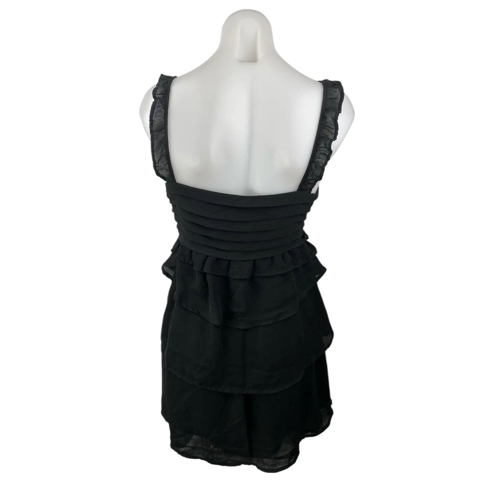NEW Mango MNG Veronike Black Tiered Ruffle Sleeveless Cami Mini A-Line Dress M - Image 2