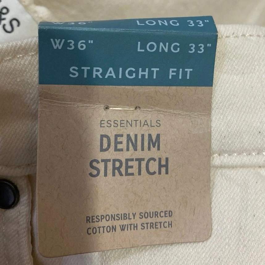 NEW Marks & Spencer Men's White Straight Fit Stretch Denim Jeans Pants Size 36 - Image 6