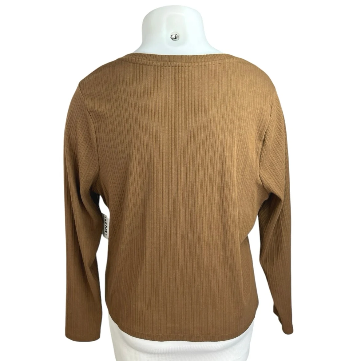 NEW Old Navy Brown Rib Knit Long Sleeve Square Neck Pullover Sweater Top Size 3X - Image 2