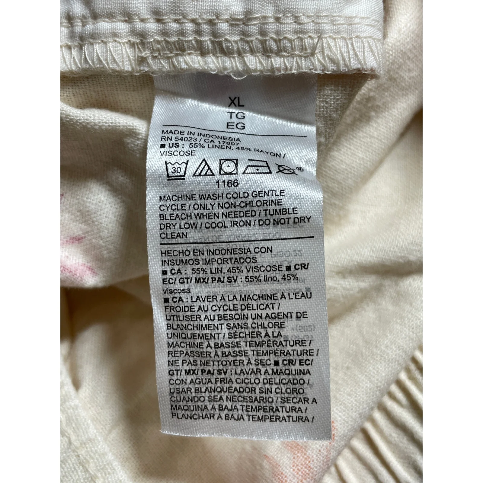 NEW Old Navy Women's Cream Linen Floral Elastic Waist Casual Summer Shorts XL - Image 6