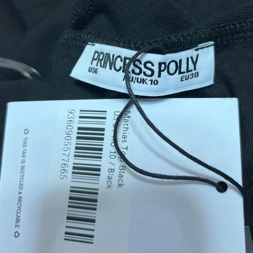 NEW Princess Polly Mathias Black Sleeveless Tie High Neck Blouse Crop Top Size 6 - Image 4