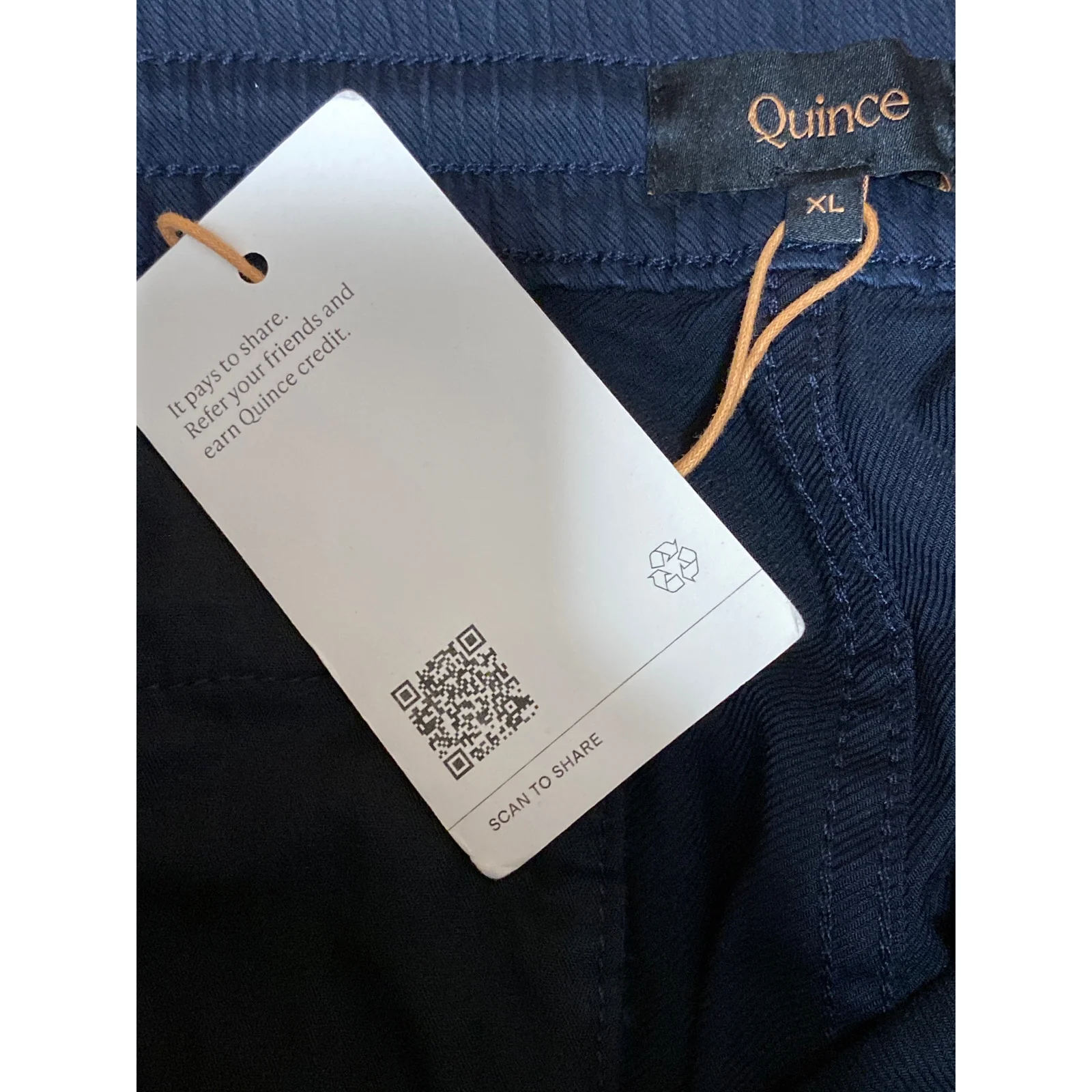 NEW Quince Women's Navy Blue High Rise Straight Leg Trousers Dress Pants Size XL - Image 4