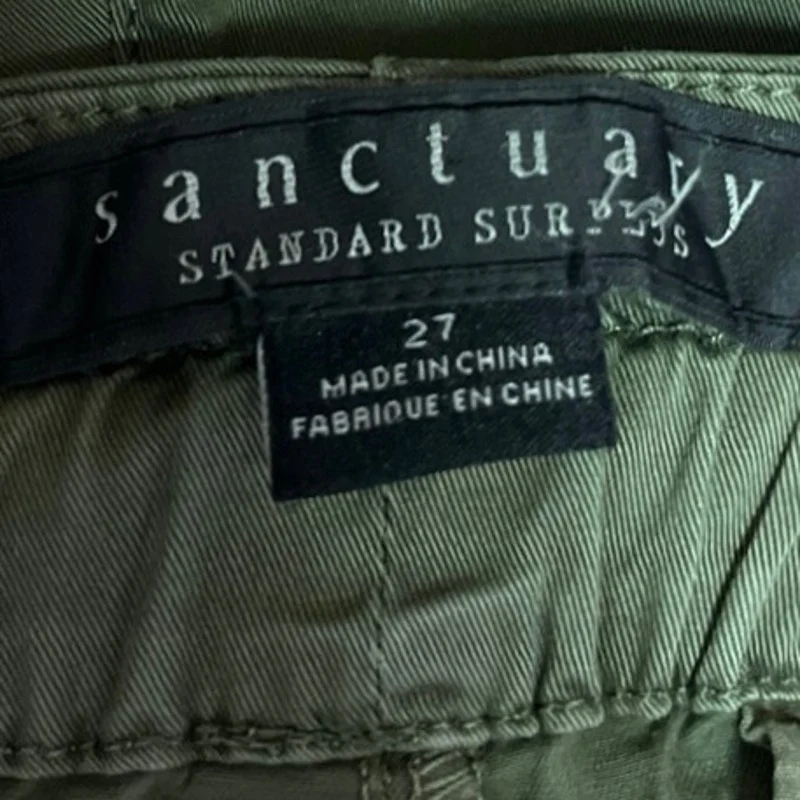 NEW Sanctuary Olive Green Elastic Waist Pull On Pockets Paperbag Shorts Size 27 - Image 4