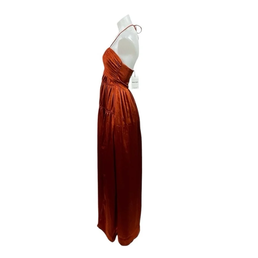 NEW Showpo Emmalyn Burnt Orange Strappy Halter Fit & Flare Maxi Dress Size 4 - Image 2