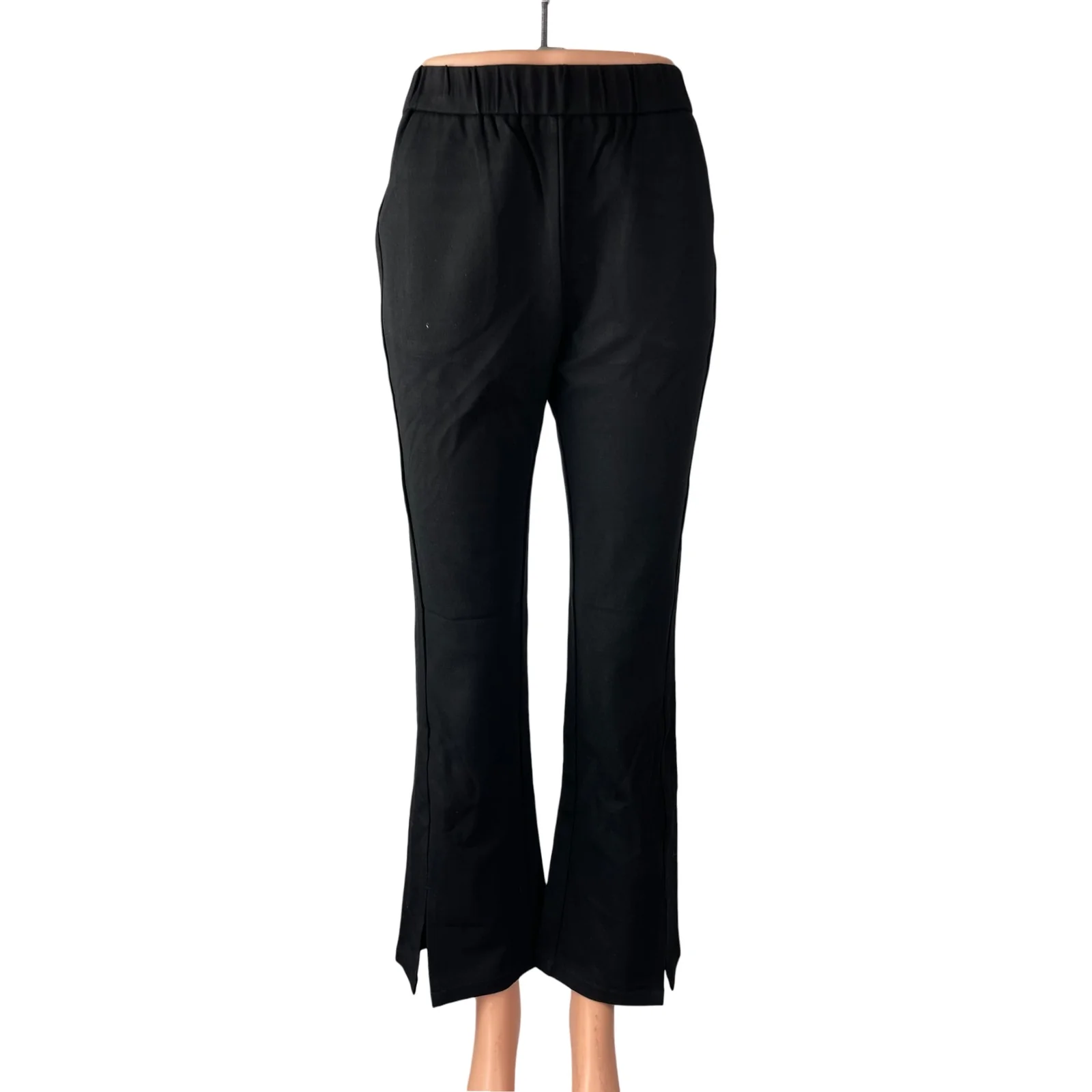 NEW Spring Women's Black High Rise Pull On Slit Flared Trousers Pants Size 28