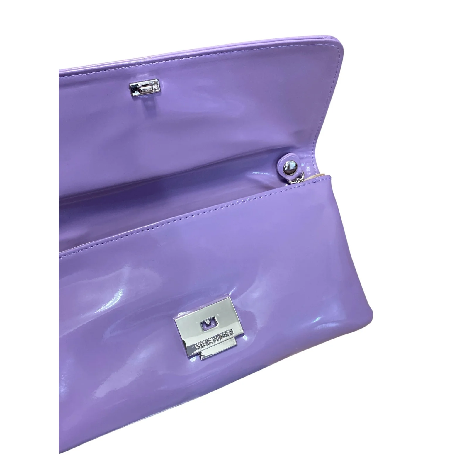 NEW Steve Madden Women's Glossy Purple Wristlet Clutch Crossbody Handbag OS - Image 5