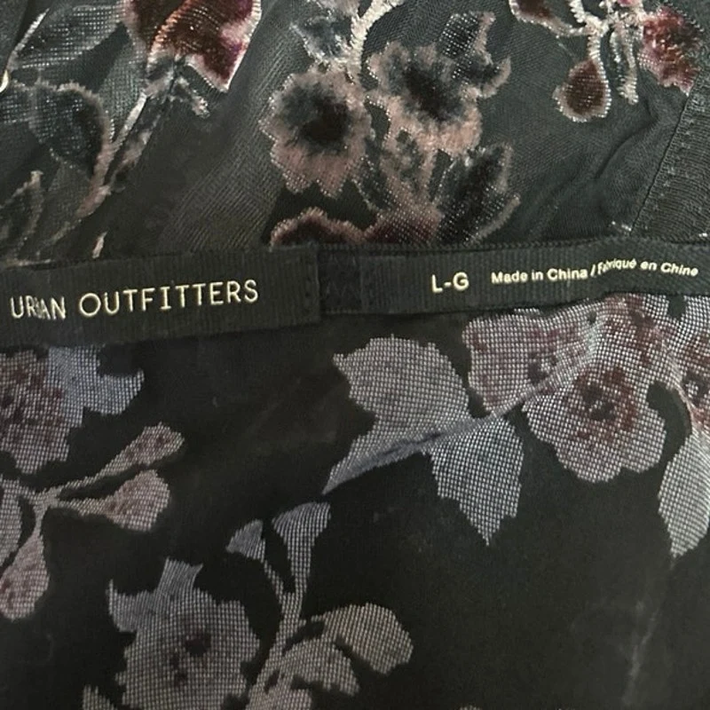 NEW Urban Outfitters Bella Floral Lace Velvet Sleeveless Crop Corset Tank Top L - Image 6