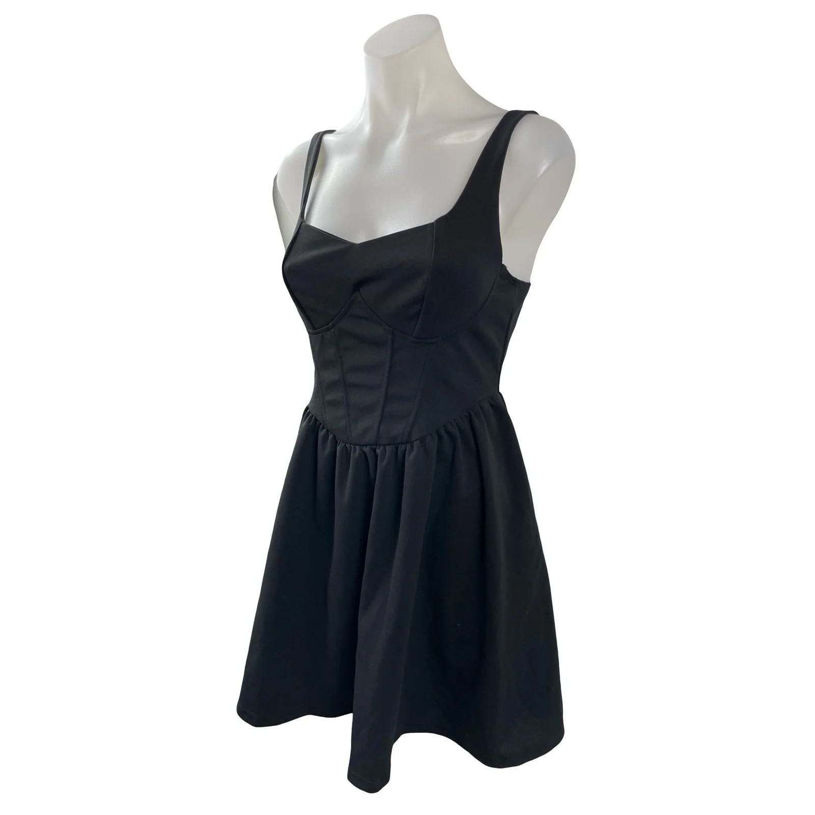 NEW Verdusa Black Corset Bustier Sleeveless Cami Fit & Flare Mini Dress Size S - Image 3