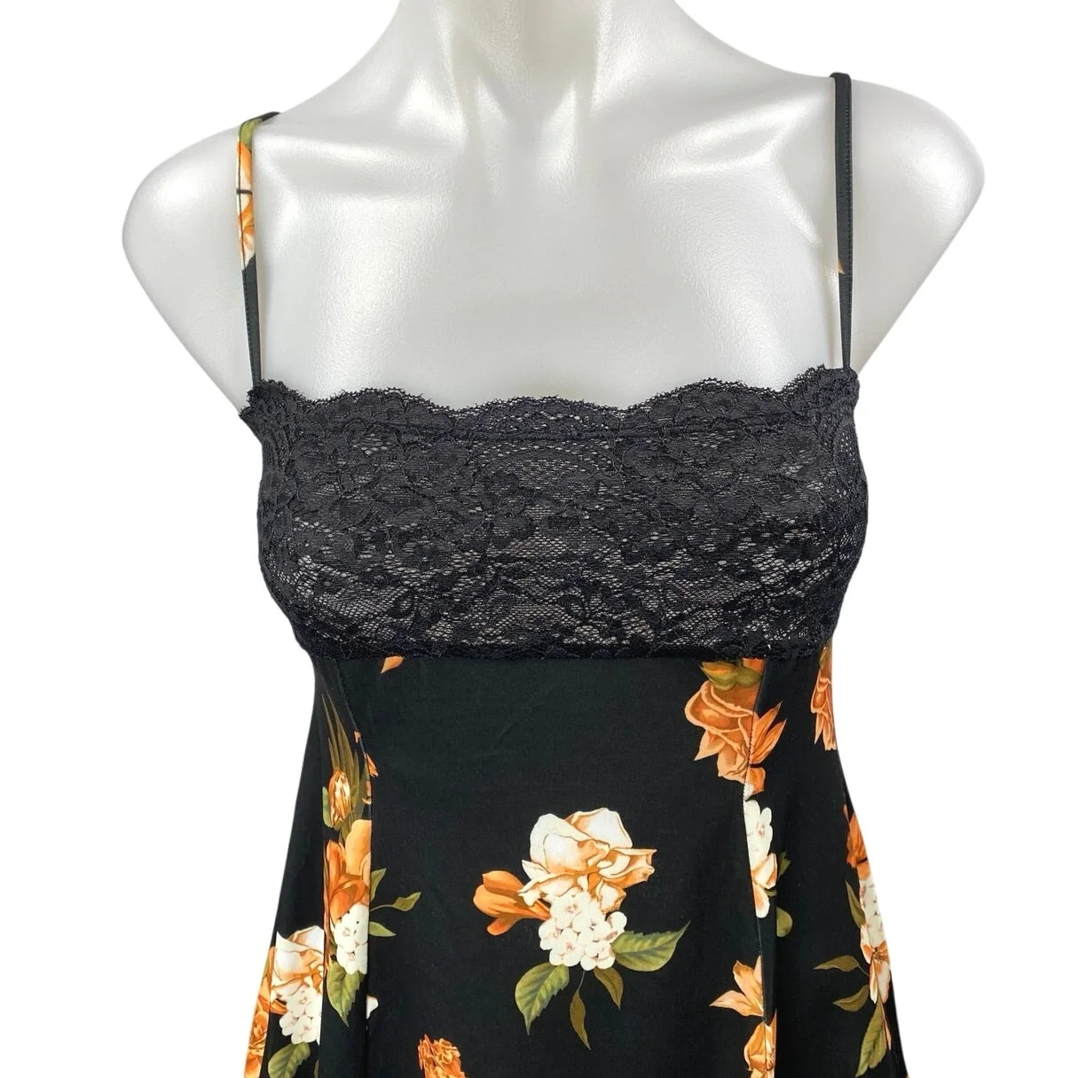 NEW WeWoreWhat Black Floral Lace Sleeveless Asymmetric Cami Mini Slip Dress S - Image 3